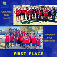Woodard Junior High School 2023 First Place Girls Soccer and Boys Basketball teams