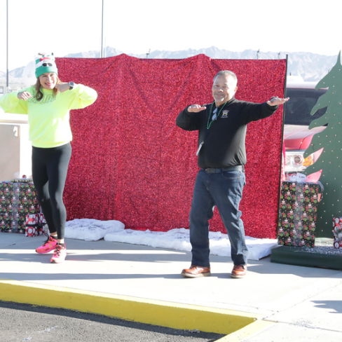 Two teachers dancing